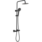 Colonne de douche oceanic - mitigeur thermostatique - pomme haute ronde diametre 20 cm - noir mat