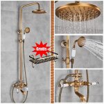 Colonne de douche rtro avec tagre avec mitigeur antique rglable en hauteur systme de douche en laiton ...