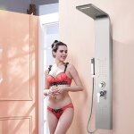 Colonne de douche pour salle de bain hydromassages 4 fonctions de sortie d'eau acier inoxydable de haute ... Colonne de douche pour salle de bain hydromassages 4 fonctions de sortie d'eau acier inoxydable de haute ...