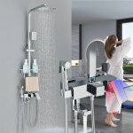 Colonne de douche , systme de douche montage mural ensemble de douche avec 25cm 25cm tte de douche, ...