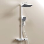 Emke - colonne de douche thermostat, 36 x 14 cm étagères en verre, douchette, 3 types de jets, douche ... Emke - colonne de douche thermostat, 36 x 14 cm étagères en verre, douchette, 3 types de jets, douche ...