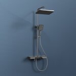 Emke - colonne de douche thermostat, 45 x 13 cm étagères en verre, douchette, 3 types de jets, douche ... Emke - colonne de douche thermostat, 45 x 13 cm étagères en verre, douchette, 3 types de jets, douche ...