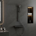 Emke - colonne de douche thermostat, barre de douche avec douchette  main, 40 cm tagres en verre, ...
