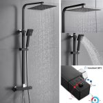 Colonne de douche thermostatique 38�c noir syst�me de douche pour salle de bain ensemble de douche design ...