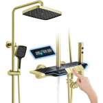 Esip - colonne de douche thermostatique doré systeme de douche piano avec éclairage d'ambiance led, ensemble ... Esip - colonne de douche thermostatique doré systeme de douche piano avec éclairage d'ambiance led, ensemble ...