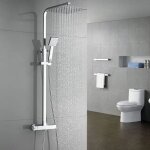 Colonne de douche thermostatique ensemble de douche avec t�te de douche carr� ultra - mince de 10 pouces ...
