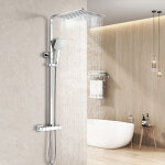 Heilmetz - colonne de douche thermostatique 30 x 30 cm ? grand pommeau carr, laiton & inox ? hauteur ...