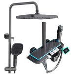 Esip - colonne de douche thermostatique gris, r�glable hauteur syst�me de douche, �clairage d'ambiance ...