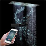 Colonne de douche thermostatique musique, 300x900mm led 64 couleurs 4 fonctions systme de douche encastre, ...