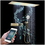 Colonne de douche thermostatique musique, 300x900mm led 64 couleurs 4 fonctions systme de douche encastre, ...
