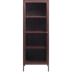 Drawer - colonne de rangement 1 porte en verre stri� et m�tal h160cm - bordeaux - bjorn