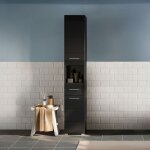 Colonne de salle de bain 30x31x182 cm dcor noir brillant - kueda