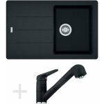Franke - colonnes - set de cuisine g57, vier en granit bfg 611 - 78, onyx + robinet fc 9547, onyx 114. ...