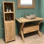 Byca - meuble sdb empro - colonne sur pied 140 cm en teck recyclé Byca - meuble sdb empro - colonne sur pied 140 cm en teck recyclé