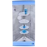 Tendance - colonne telescopique aluminium + 4 etageres ps + 1 porte savon - blanc