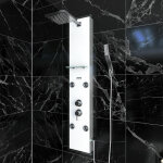 Colonnne de douche a hydromassage - 22x125cm - en verre trempe + buses hydromassantes - epsilon white ...