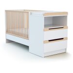 Les tendances - at4 - combin lit bb volutif en bois carrousel blanc et htre verni 60 x 120 cm