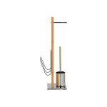 Combin wc 2en1 portofino, brosse wc et drouleur papier toilette, porte - revues, bambou - acier inox, ...