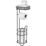 Porte papier toilette wenko noir mtal avec rserve 2 rouleaux support papier toilette sur pied sans ...