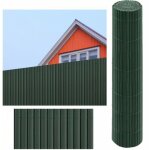 Canisse brise vue pvc 1, 5x3 m vert lattes 11 mm 100% pvc liens fixation inclus