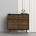 Commode 102x95 h cm noir mat et noyer - longarone