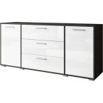 Muebles slavic - commode 150 cm bogota, commode, buffet de salon, bahut, couleur matera / blanc brillant ...