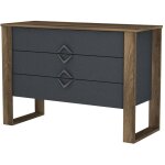 Commode 3 tiroirs bois fonc� et anthracite luko 110cm