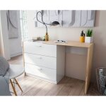 Abitare ? commode avec bureau extensible 130x40x75h cm ? ch�ne nordique et blanc mat ? 3 tiroirs ? solution ...