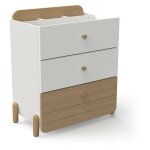 Calicosy - commode 3 tiroirs blanc et d�cor ch�ne h81, 6 cm - edaj