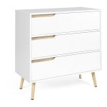 Idmarket ? commode 3 tiroirs scandinave 80 cm ? panneau bois et pieds en pin massif ? rangement pour ...