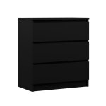 Commode 3 tiroirs, noir mat, 70 � 39 � 79 cm