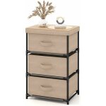 Commode 3 tiroirs en tissu, commode chambre adulte avec cadre en mtal, meuble tiroir rangement pour ...