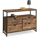 Idmarket - commode 4 tiroirs hawkins 110 cm bois fonc design industriel avec tagre