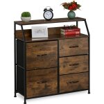 Commode, 5 tiroirs, 2 surfaces, livres et déco, commode étagère industrie, hxlxp : 92 x 84 x 32 cm, brun ... Commode, 5 tiroirs, 2 surfaces, livres et déco, commode étagère industrie, hxlxp : 92 x 84 x 32 cm, brun ...