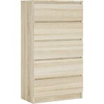 Commode 5 tiroirs, ch�ne sonoma, 70 � 39 � 125 cm