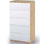 Pegane ? commode 5 tiroirs ch�ne canadian et blanc artic ? dimensions 110 x 60 x 40 cm ? design contemporain ...