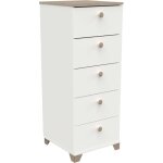 Miroytengo - commode 5 tiroirs izzy en ch�ne kronberg et blanc mat, 40 x 105 cm