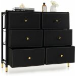 Commode 6 tiroirs amovibles et pliables - meuble de rangement en tissu avec cadre en m�tal - dispositif ...
