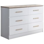 Commode 6 tiroirs - blanc et naturel - skaido