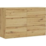 Commode 6 tiroirs : ch�ne artisan, 120 � 39 � 79 cm