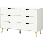 Homcom - commode 6 tiroirs design scandinave pi�tement effil� inclin� bois pin panneaux blanc