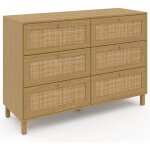 Idmarket - commode 6 tiroirs hanae 115 cm effet naturel cannage