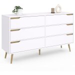 Idmarket - commode 6 tiroirs helsinki xxl 140 cm scandinave blanc
