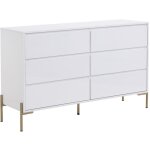 Pascal morabito - commode 6 tiroirs - mdf et m�tal - blanc laqu� et dor� - korasa de
