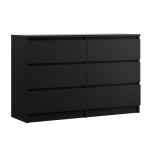 Commode 6 tiroirs : noir mat, 120 � 39 � 79 cm