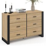 Idmarket ? commode 6 tiroirs onyx 115 cm bois m�lamin� noir ? design industriel moderne ? rangement optimis� ...