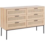 Beliani - commode 6 tiroirs en rotin fa�ade en osier pieds en m�tal meubles de salon chambre style boho ...