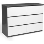 Idmarket - commode 6 tiroirs tomi 110 cm bois gris et blanc