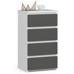 Akord - commode cl4 blanche 40 cm 4 tiroirs fa�ade gris graphite 40x35x74 cm