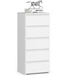 Akord - commode cl5 blanche 40 cm 5 tiroirs faade blanche 40x35x92 cm